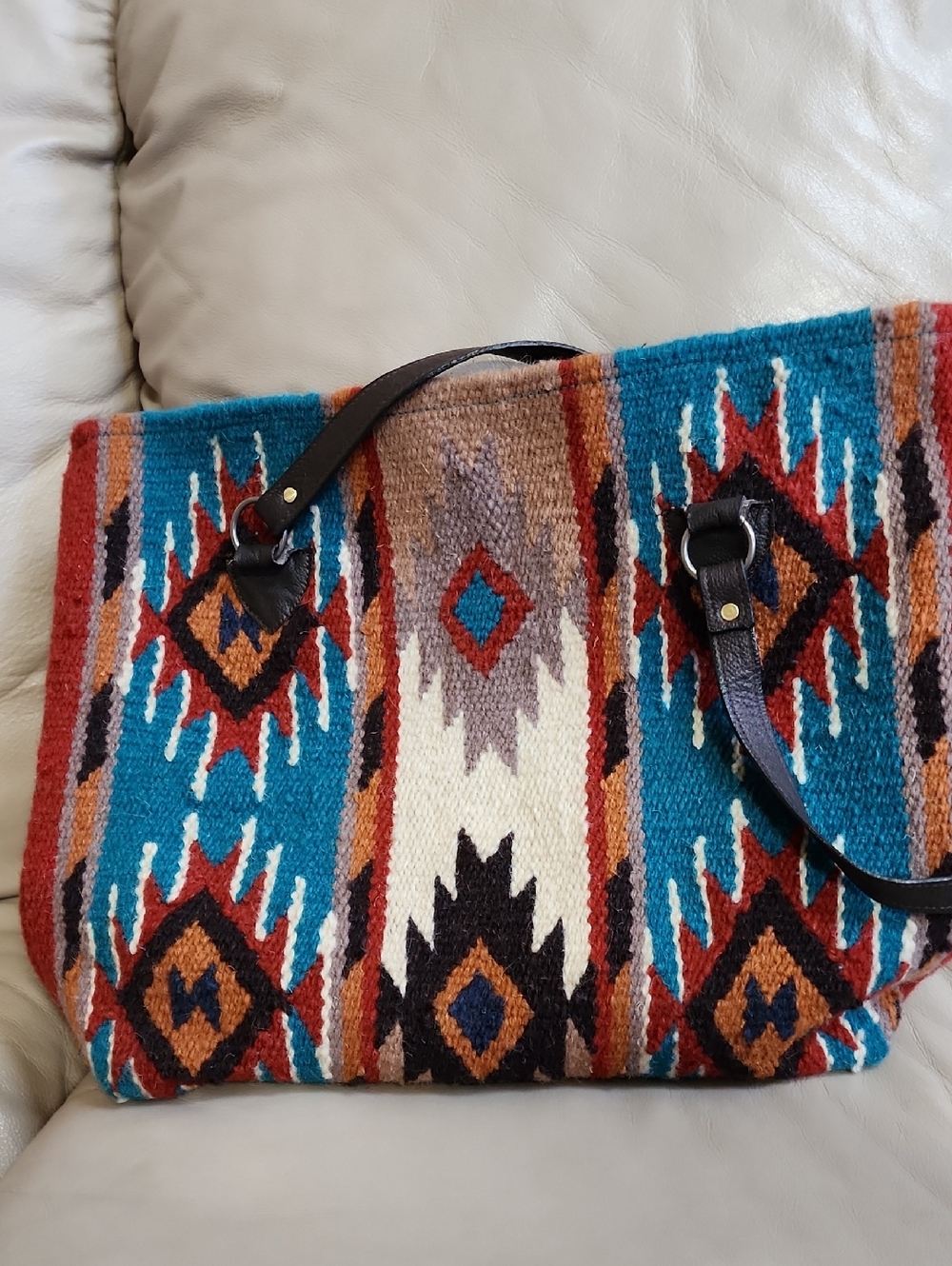 El Paso Saddle Blanket Aztec Pattern Tote Bag Preowned